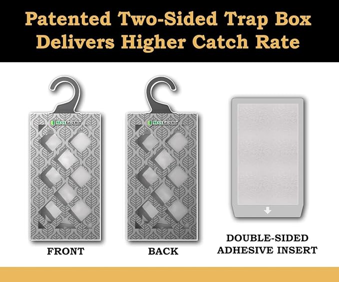MaxGuard Clothes Moth Traps (5-Pack) – Non-Toxic Pheromone Glue Traps for Closets – Targets Webbing & Case-Bearing Moths – No Mothballs Needed