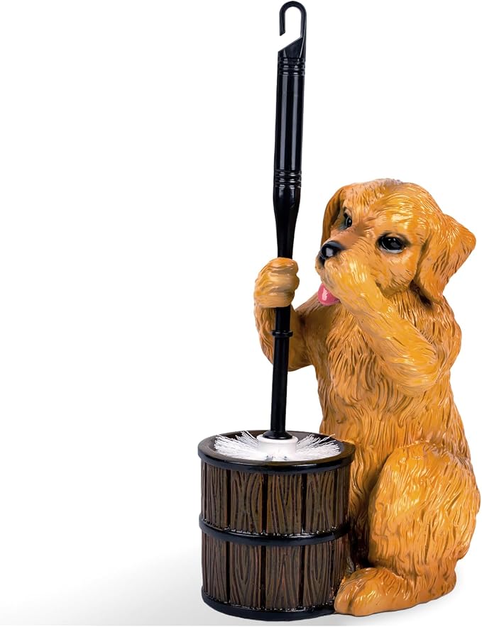 Toilet Brush Holder Set for Bathroom Super Cute Dog Base Solidly Toilet Bowl Brush and Holder Flexible and Durable Style Stylish Toilet Cleaner Brush Saving Storage Space Toilet Brushes for Bathroom
