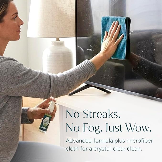 Puracy Screen Cleaner with Microfiber Cloth – All Purpose Phone, Laptop, Computer, TV Car Display Cleaner, Streak-Free and Fingerprint-Free (4 oz, Free & Clear)