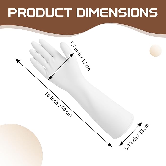 50 Counts 16" Long Disposable Nitrile Gloves Latex Free Dishwashing Gloves Waterproof for Household Clean Gardening(White,L)