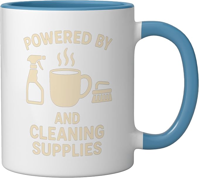 Coffee & Cleaning Supplies Daily Fuel Ceramic Mug, Blue/White