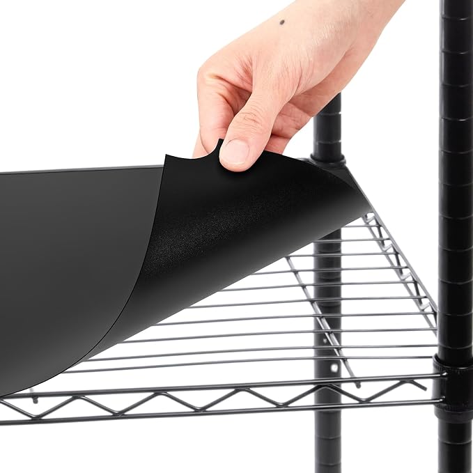 Sliner 8 Pack 24 x 48 Inch Wire Shelf Liner Black Plastic Waterproof Liners for Organizing Metal Rack Shelves, Kitchen Cabinets, Cupboard, Pantry
