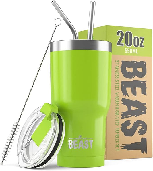 Beast 20 oz Tumbler Stainless Steel Vacuum Insulated Coffee Ice Cup Double Wall Travel Flask (Lemongrass Green)