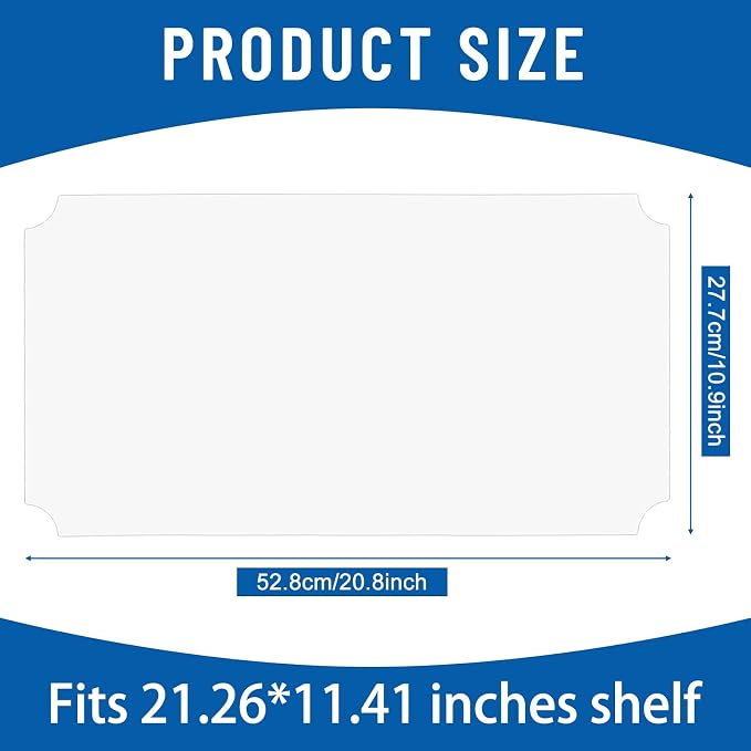 Frienda Set of 10 Wire Shelf Liner 21.26 x 11.41 Inch Heavy Duty Waterproof Shelf Liners for Wire Shelving, Non Adhesive Plastic Mat for Metal Rack Kitchen Shelves, Shoe Rack (Clear)