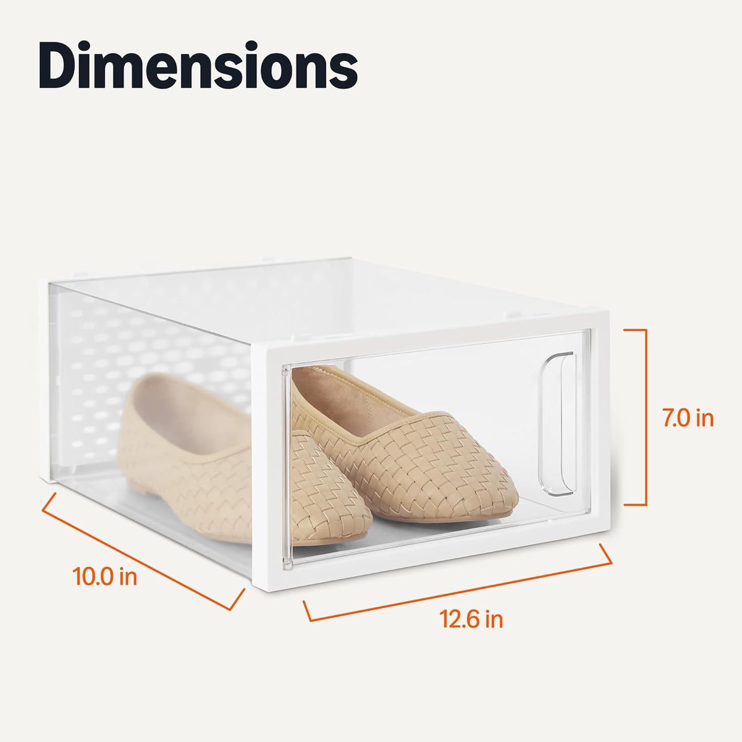 Amazon Basics Stackable and Foldable Clear Shoe Storage Organizer Box, Large, Pack of 12