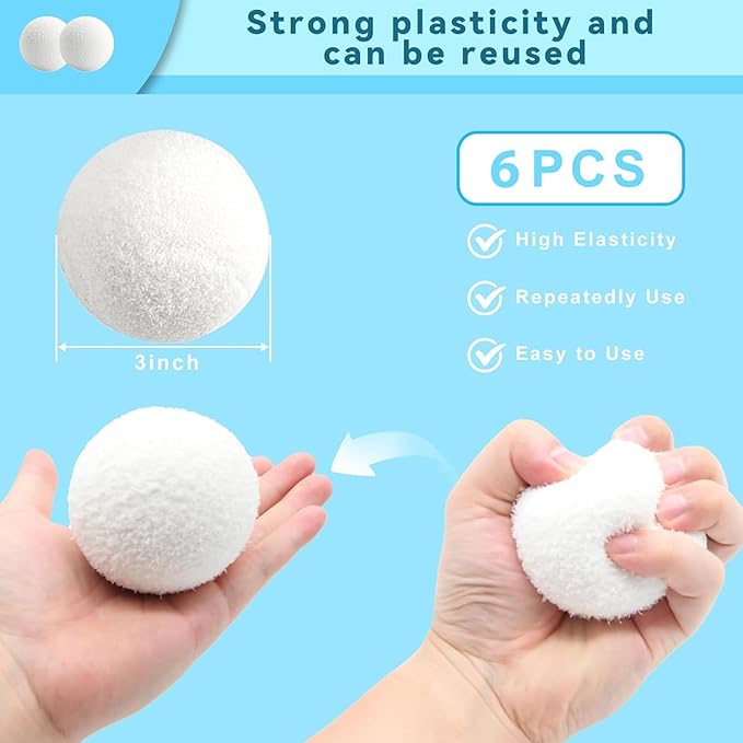 Hot Tub and Pool Scum Balls, Reusable Spa Scum Absorber, 3-Inch Floating Oil Remover, Washable & Durable Cleaner, Spa Sponge Balls, Helps Extend Filter Life (Pack of 6)
