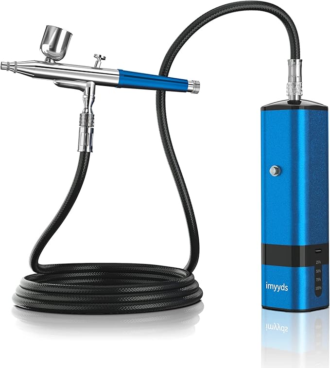 imyyds Airbrush Kit with Compressor, 32 PSI High Pressure Cordless Airbrush Gun, Portable Dual Action Airbrush Compressor Set, Handheld Mini Rechargeable Air Brushes for Painting, Model, Nail, Makeup