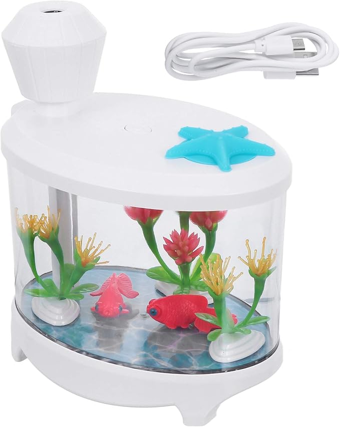 Healifty USB Humidifier Creative Fish Tank Plant Essential Oil Diffuser Household Mini Air Humidifier Night Light for Gifts Home Office Decor