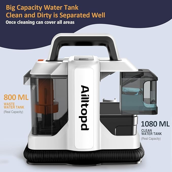 Portable Carpet & Upholstery Spot Cleaner Machine, Powerful Suction&Deep Cleaning Cleaner Machine for Area Rugs, Carpet, Couch, Car, Pets, with Brushhead and Solution