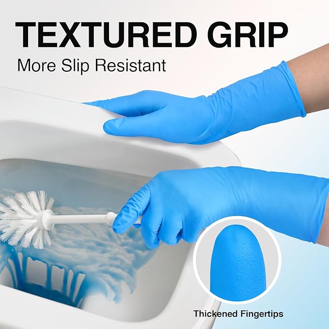 Schneider Nitrile Exam Gloves, Extended 12 Inches Cuff, Medium, 4 mil, 100-ct Box, Gloves Disposable Latex Free, Powder Free for Medical, Food Prep, Cleaning, Cooking, Blue