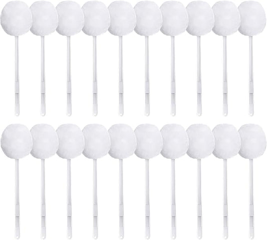 Eaasty Toilet Bowl Brush with Long Plastic Handle Bulk Disposable White Soft Swab Toilet Bowl Cleaners Mop with Silk Cotton Brush for Bathroom, 11 x 4.3 Inch(20 Pack)