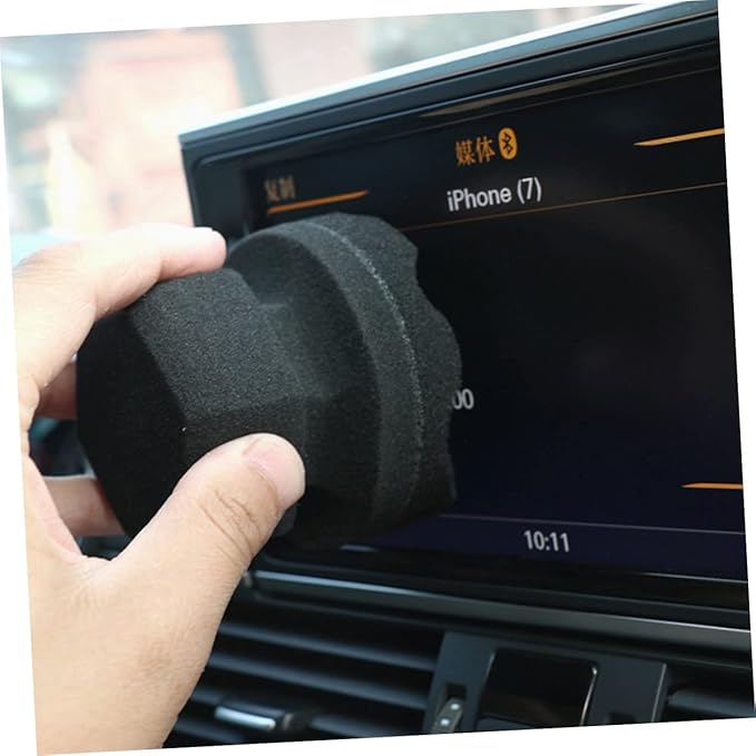 FAVOMOTO 4pcs Handy Wax Sponge Wave Pattern Vehicle Waxing Polish Applicators for Tire Shine Car Interior Seats and Dashboard Cleaning Black