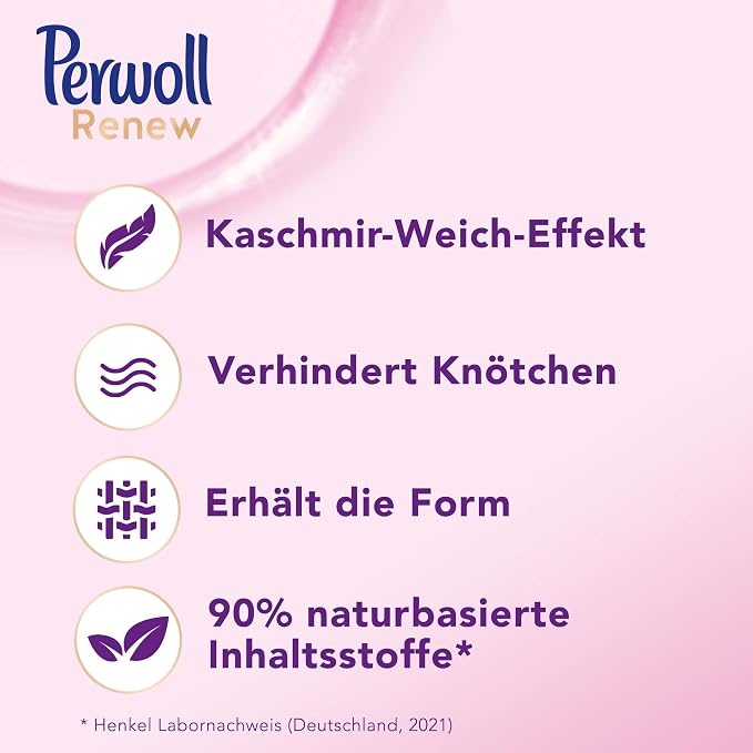 Perwoll Renew Wool & Fine Fabric Care (1 x 21 Wash Loads) Liquid Detergent for Wool, Silk and Fine Fabrics