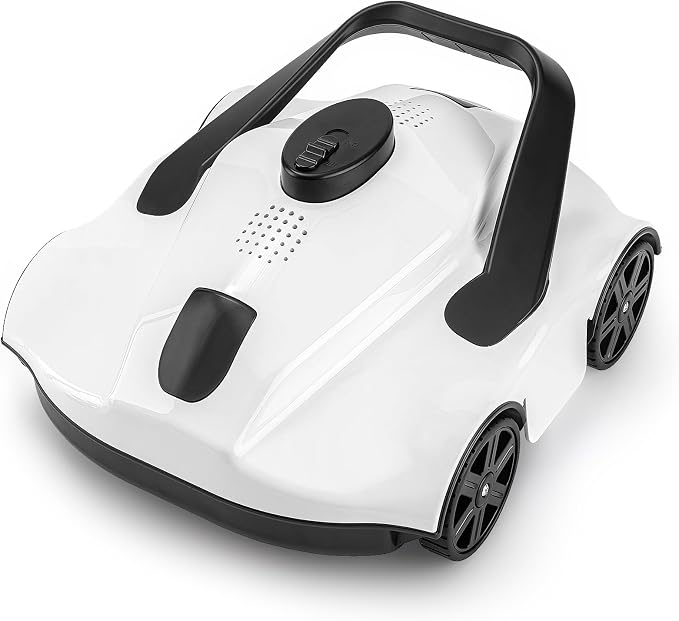 Portable Cordless Robotic Pool Cleaner - 130 Mins Runtime, Self-Parking, Automatic Vacuum for Inground Pools up to 1076 sq.ft, White