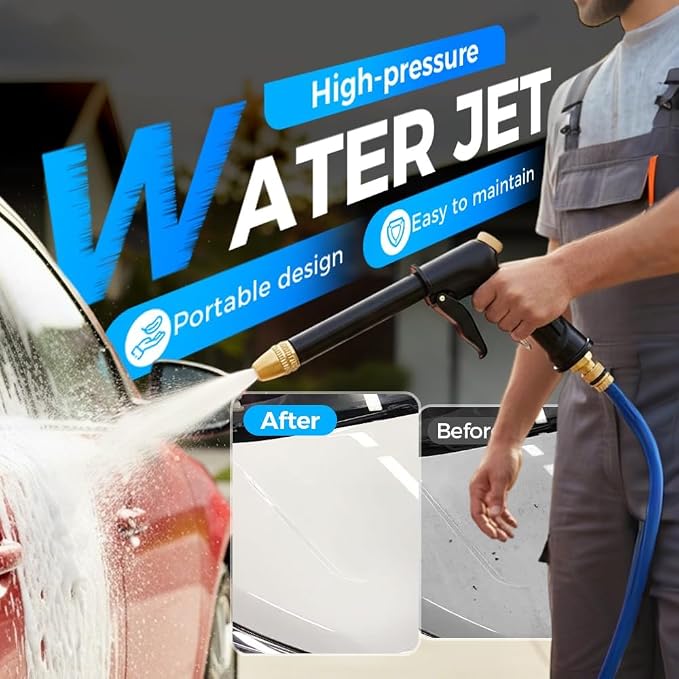 Jet Hose Nozzle High Pressure, Hydro Jet Power Washer Wand, Jet Nozzle Power Washer for Garden Hose, Rotating Nozzle, Various Spray Effects, Water Sprayer Cleaning Tool (2)