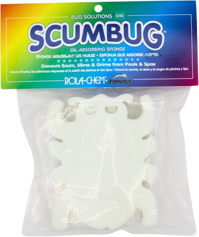 1 Pack Scumbug (tm) Oil-Absorbing Sponge Devours Scum, Slime & Grime from Pools & Spas