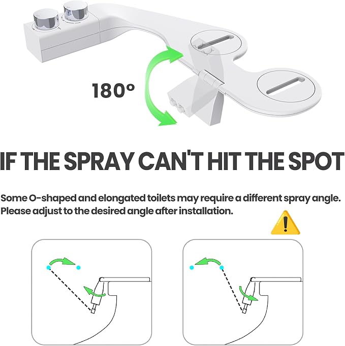 Toilet Bidet With Left/Right Side Reversible Design, Fresh Water, Non-Electric, Toilet Bidet Attachment, Right/Left Hand Side with Dual Nozzle, Self-Clean, Easy to Install (Bamboo Knob)