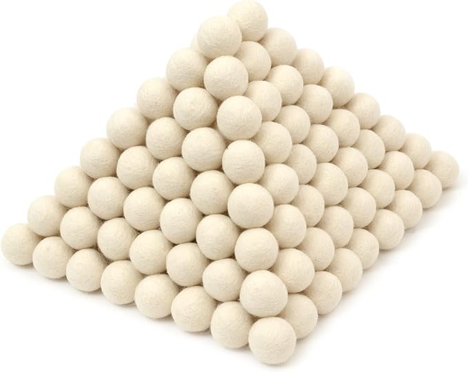 Glaciart One Wool Felt Balls, Felt Ball (240 Pieces) 2.5 Centimeters - 1 Inch, Handmade Felted Pure White Color - Bulk Small Puff for Felting and Garland