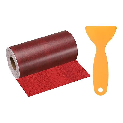HARFINGTON Wood Grain Repair Tape 4.7 Inch x 33ft Self Adhesive Repair Patch Tape Simulated Wooden Floor Tapes with Plastic Scraper for Tables Doors Windows Furniture, Walnut