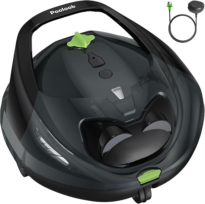 Pooloob PF1 Pro Pool Robot Vacuum with Floating Buoy & Tether, for Daily Clean Pool Maintenance Cleaner, Not for Initial or Deep Cleaning, Floor Only Cleaning for All Flat-Floor Above/In Ground Pools