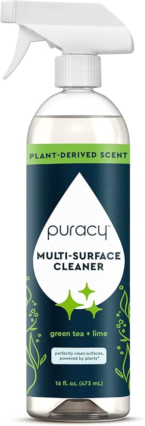 Puracy All Purpose Cleaner Spray – Plant-Powered Multi-Surface Cleaner - Surface Cleaner Solution As Seen on TikTok (Green Tea & Lime, 16 fl oz, 1 Pack)