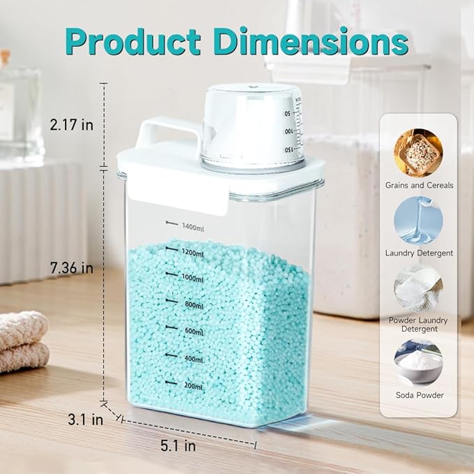 Laundry Beads Dispenser and 1.16 Gallons Liquid Laundry Detergent Dispenser（2 Packs）