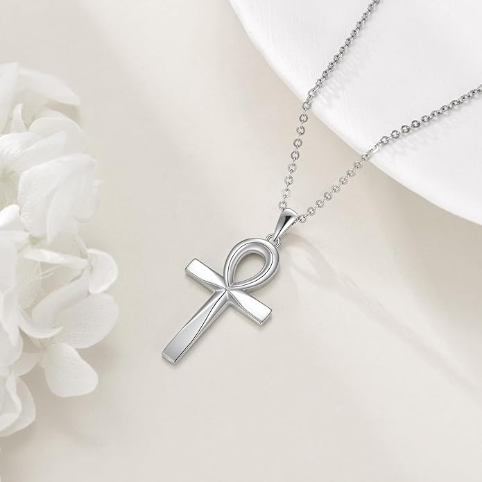 ONEFINITY Religious Cross Pendant Necklace Sterling Silver Origami Cross Pendant Gifts for Women Men Jewelry