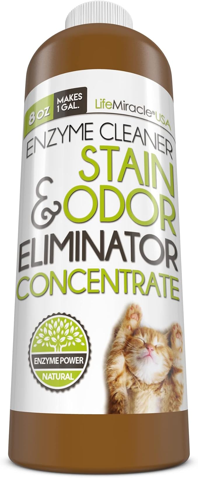 Life Miracle Enzyme Cleaner & Pet Odor Eliminator CONCENTRATE | Deep Cleaning Enzymatic Spot Remover For Dog Cat Urine, Rug, Carpet, Upholstery & Car Stains & Smells | Makes 128 oz | Made In the USA