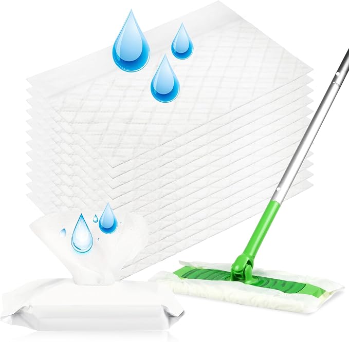 12 Count Unscented Wet Mop Refills for Swiffer Sweeper Wet Pads | One Pad Cleans One Room, Wet Mopping Cloths, For Hardwood Tile Laminate Floors, Mop Not Included
