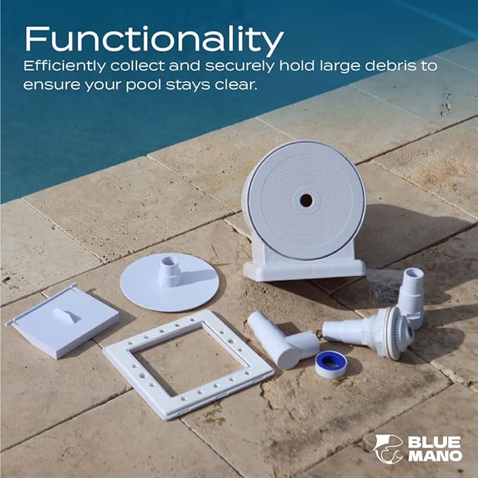 Blue Mano Standard Above Ground Pool Skimmer Complete Kit, Replacement for SP1091LX, 45-400, 32190, 8940, Opening Width 6" Fits All Standard Pool Wall Openings
