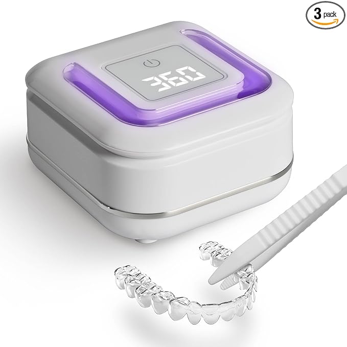 FSA HSA Eligible | 2-in-1 Ultrasonic & U-V Dental Cleaner, 42kHz Deep Cleaning Machine with Digital Timer, 180ml Pod for Retainers, Aligners, Mouth Guards | Viewing Port