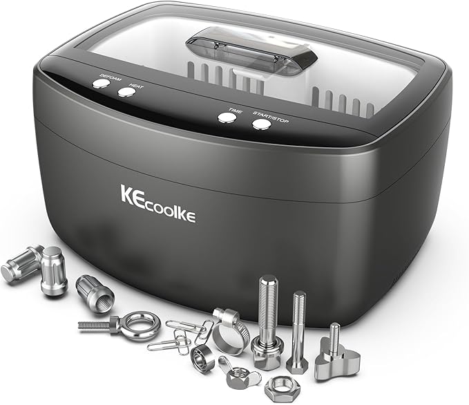 KECOOLKE 2.5L Large Capacity Ultrasonic Jewelry Cleaner with Degas, Heating and Time Setting 160 Watts Powerful Double Transducers for Jewelry Ring Silver Coins for Gifts