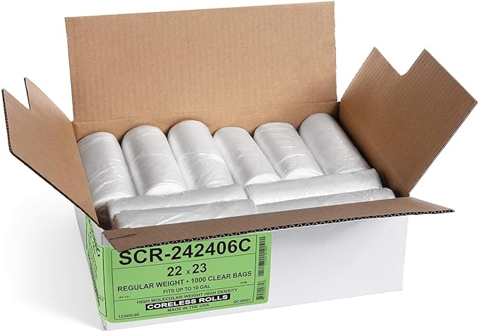 Aluf Plastics 6-8 Gallon Trash Bags Source Reduction Series Value High Density 6 MICRON (equiv) gauge - Intended for Home, Office, Bathroom, Paper, Styrofoam (Pack of 4000)