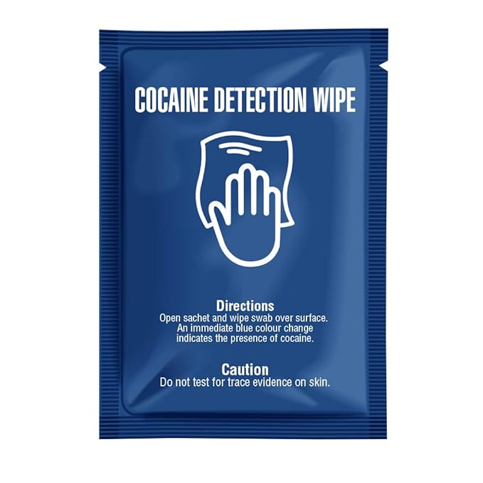 Cocaine Detection Wipes Pack of Sachets - Detect The Presumptive presence of Cocaine on Any Surface by Swabbing The Area with Wipe Turning Blue Upon Contact with Drugs (20)