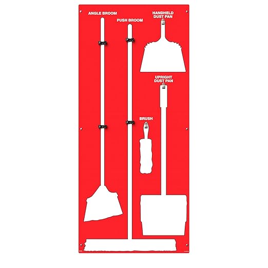 Clean & Sweep 5S Shadow Board/Wall Mount Broom Holder, 68" x 30" Board, 5S Cleaning Station - Board Only, Tools Sold Separately, Made in The USA by AccuformNMC, Red/White, PSB614RDWT