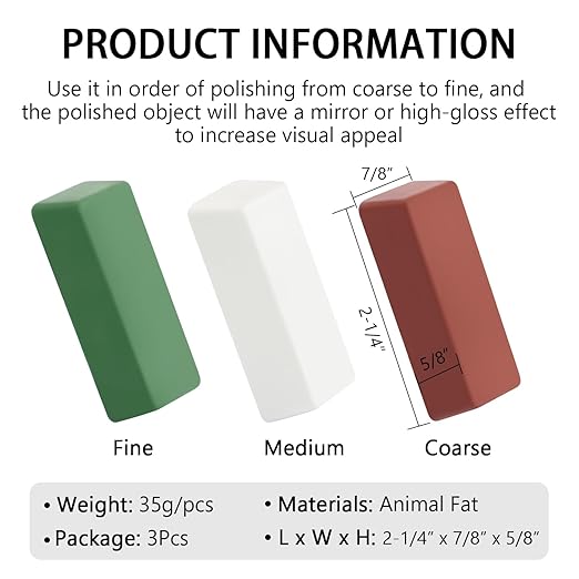 SCOTTCHEN Mini Buffing Polishing Cutting Compounds 4 Oz. Kit - Green Fine/White Medium/Red Coarse - 3 Pack