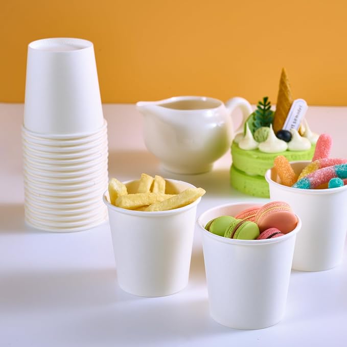 JOLLY CHEF Disposable Coffee Cups and Bowls, Printed Paper Bowls 20oz 160 Count, 4 oz Small Paper Cups 300 Pack for Bathroom,Mouthwash and Daily Use
