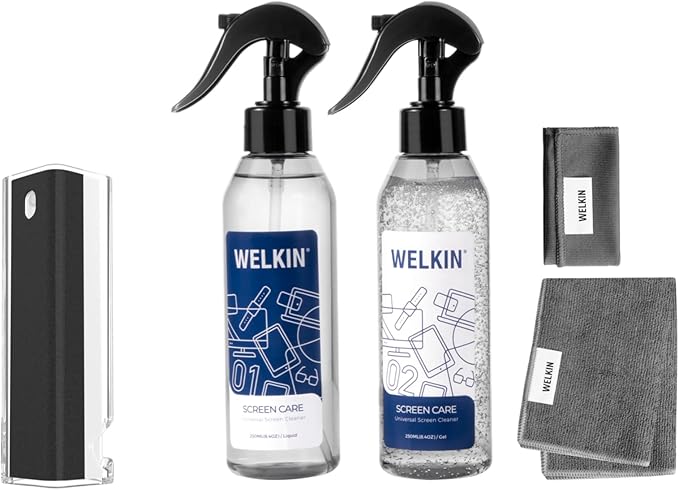 CLICK CLEAN Screen Cleaner Kit - 1 X Screen Cleaner for All Phones, Laptop and Tablet Screens, 1 X Cleaning Mist, 1 X Cleaning Gel, 1 Microfiber Cloth and 1 Glass Wipe Included