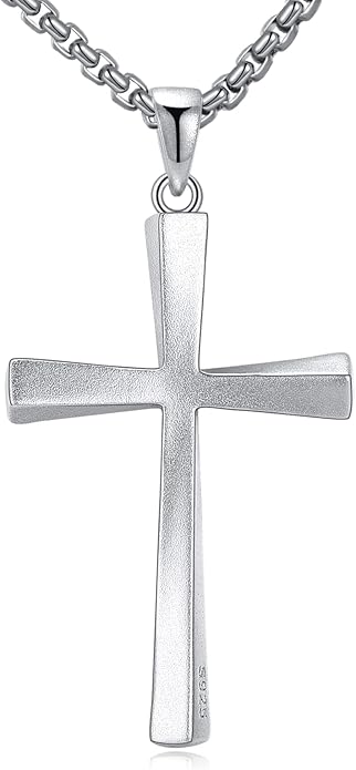 ONEFINITY Religious Cross Pendant Necklace Sterling Silver Origami Cross Pendant Gifts for Women Men Jewelry