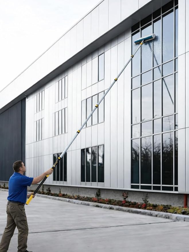 4.6-30ft Telescopic Extension Pole, Heavy-Duty Aluminum Paint Roller Extension Pole with Flip-Lock, Universal Thread, Multi-Purpose Extendable Pole for Professional & Commercial Use