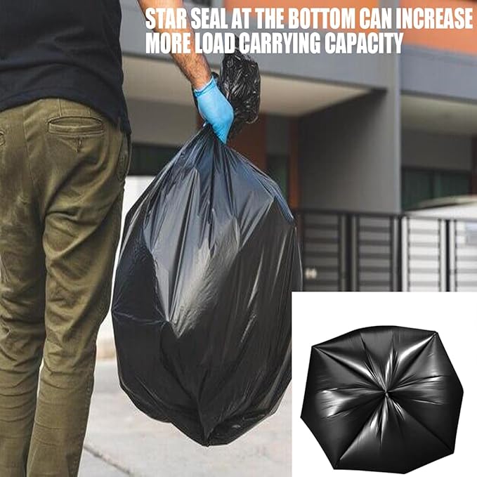 BEIDOU-PAC 4-6 Gallon Trash Bags, 150 Count Black Garbage bags, Multi-purpose Trash Can Bin Liners for Bathroom, Office, Industrial, Commercial, Janitorial, Municipal, Recycling