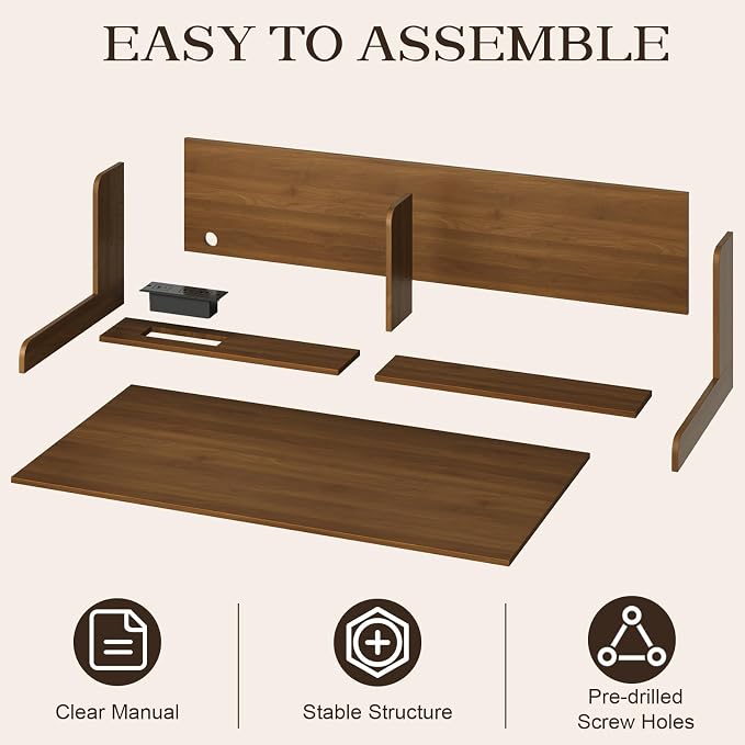 Washer Dryer Countertop with 2 Adjustable Shelves and Charging Station, 53.94" x 27.56" Laundry Countertop for Washer and Dryer, Laundry Room Storage Organizer, Walnut