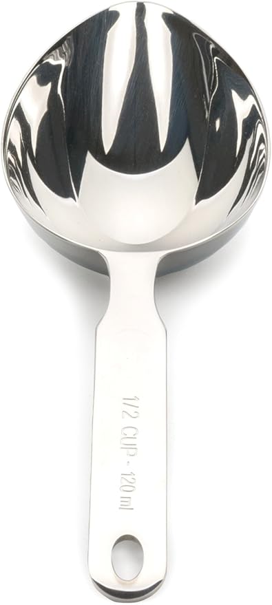 RSVP International Endurance Oval Measuring Scoop, 1/2 cup, Stainless Steel