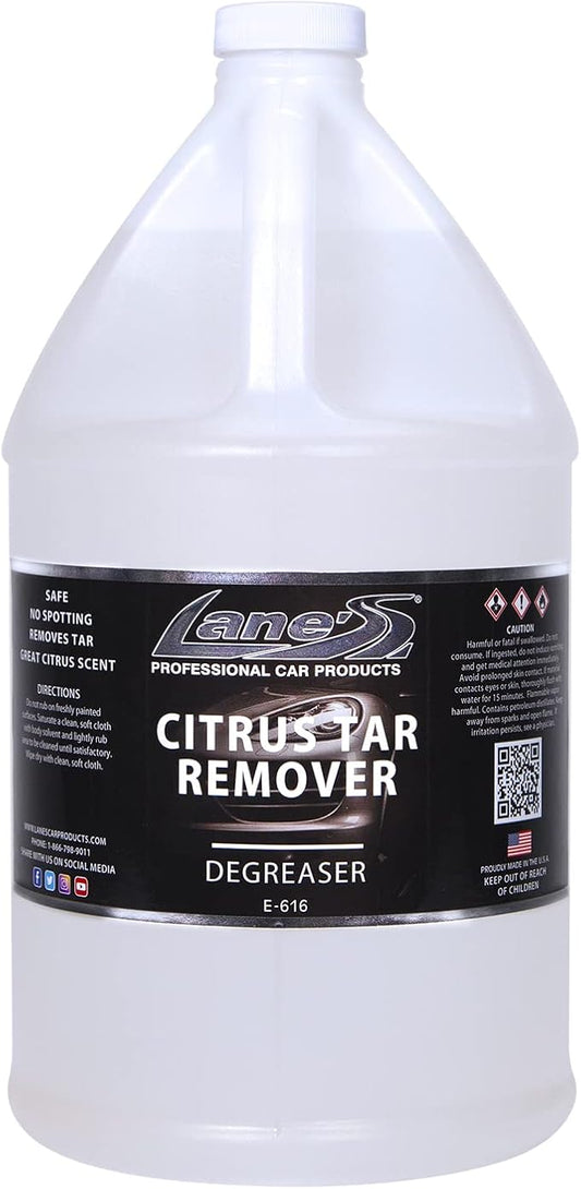 LANE'S Citrus Tar Remover- Tar Remover for Cars, Degreases and Removes Road Tar, Pleasant Citrus Smell, Safe for all Automotives- 128 oz