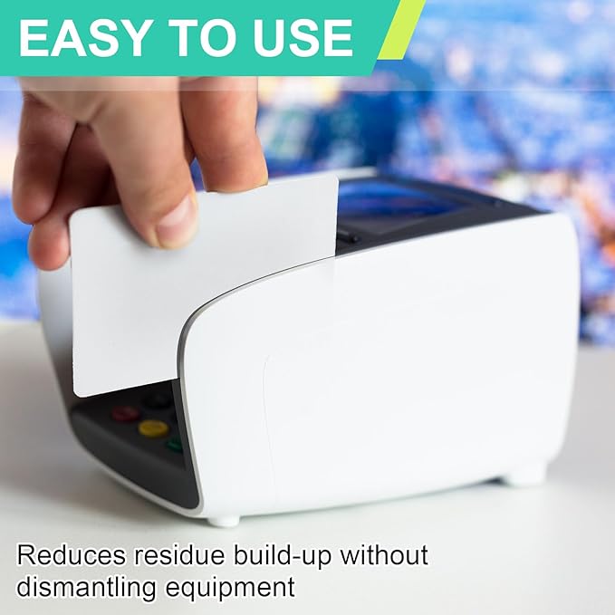 Sliner 100 Pcs Credit Card Reader Cleaner Cards Dual Side Cr80 Reader Cleaning Scanner Cleaning Sheets Pos Swipe Terminal for Printer Optical Credit Machines