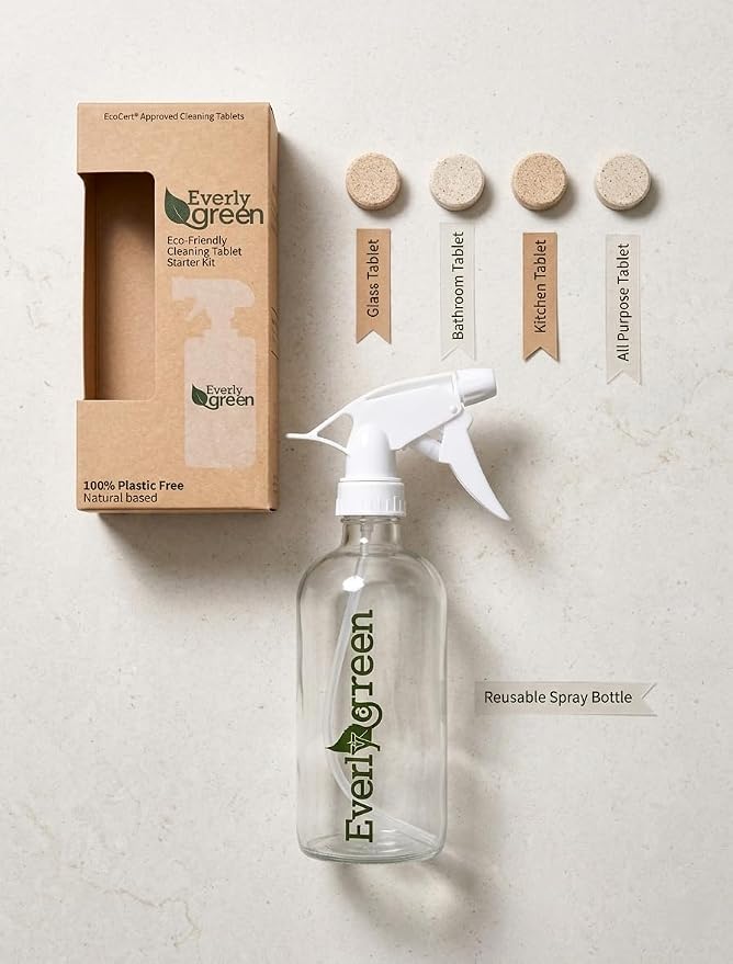 Eco Tabs Multi Surface Cleaner Concentrate – All Purpose Cleaner Concentrate Refill Kit Includes 4 All Purpose Cleaner Tablets + Multi Surface Cleaner Spray For Kitchen, Bathroom & Glass