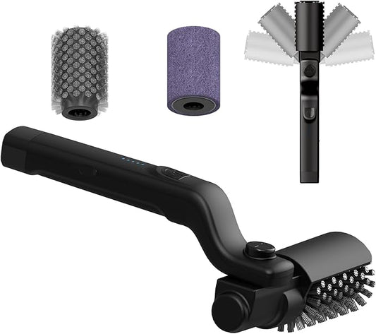 New Electric BBQ Grill Brush,Rechargeable BBQ Cleaning Brush,Carries Two Replacement Cleaning Brushes,Grill Accessories Black