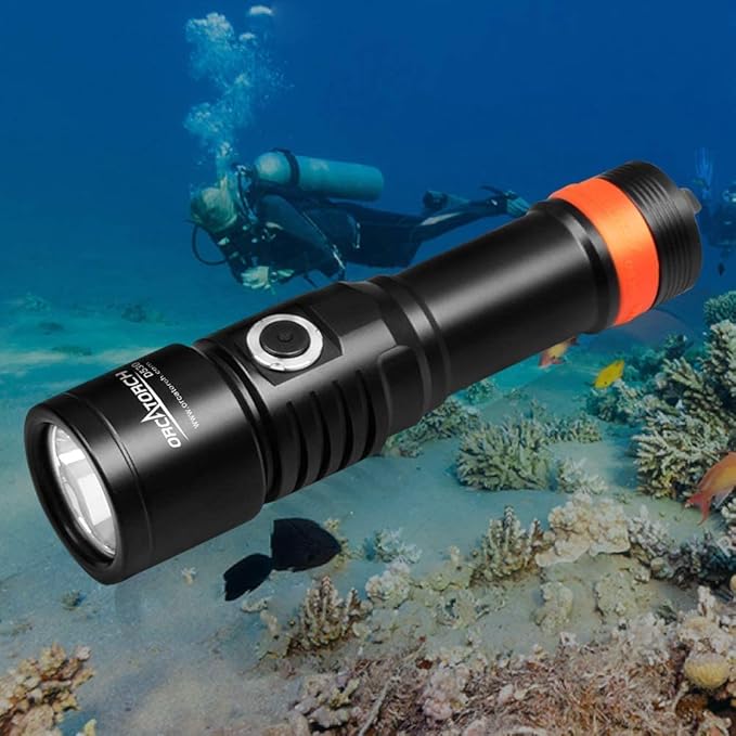 ORCATORCH D530 Dive Light 1500 Lumens SOS Signal Scuba Diving Flashlight, 7° Super Focus Beam, 3 Modes, IP68 Waterproof, 150M Underwater Torch for Night, Cave & Technical Diving (Upgraded)