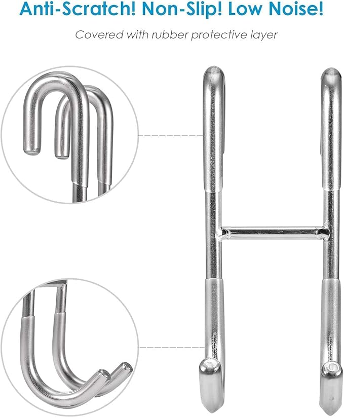 Simtive 12-Inch Shower Squeegee (Includes 1 Shower Door Hook and 1 Adhesive Hook), Shower Door Hooks (2-Pack), Both Silver, 2 Item Bundle
