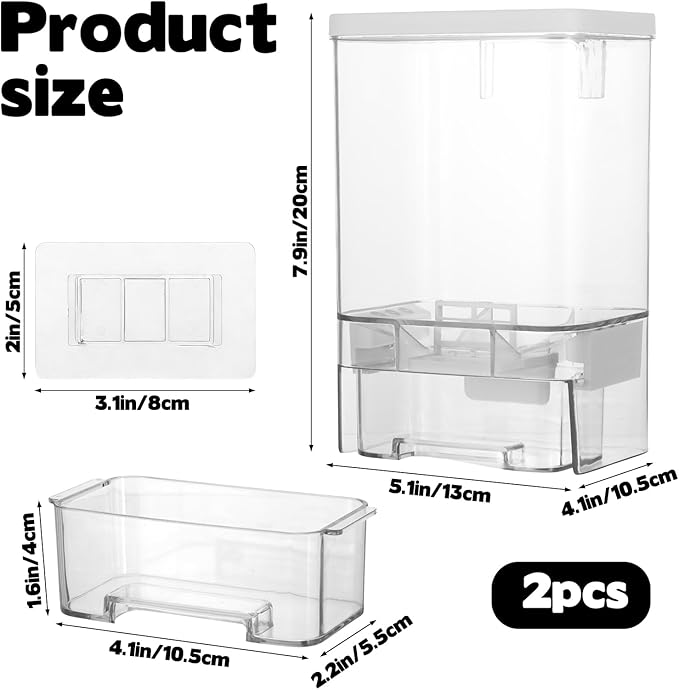 Rainmae 2 Pack Laundry Detergent Dispenser Set Wall-Mounted Containers for Scent Booster Beads and Softener Beads Laundry Powder Dispensers Storage Organizer for Laundry Bathroom Dorm and Hotel